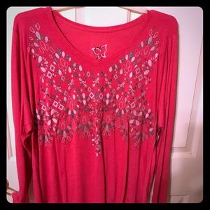 JMS 3X long sleeve pink glitter shirt